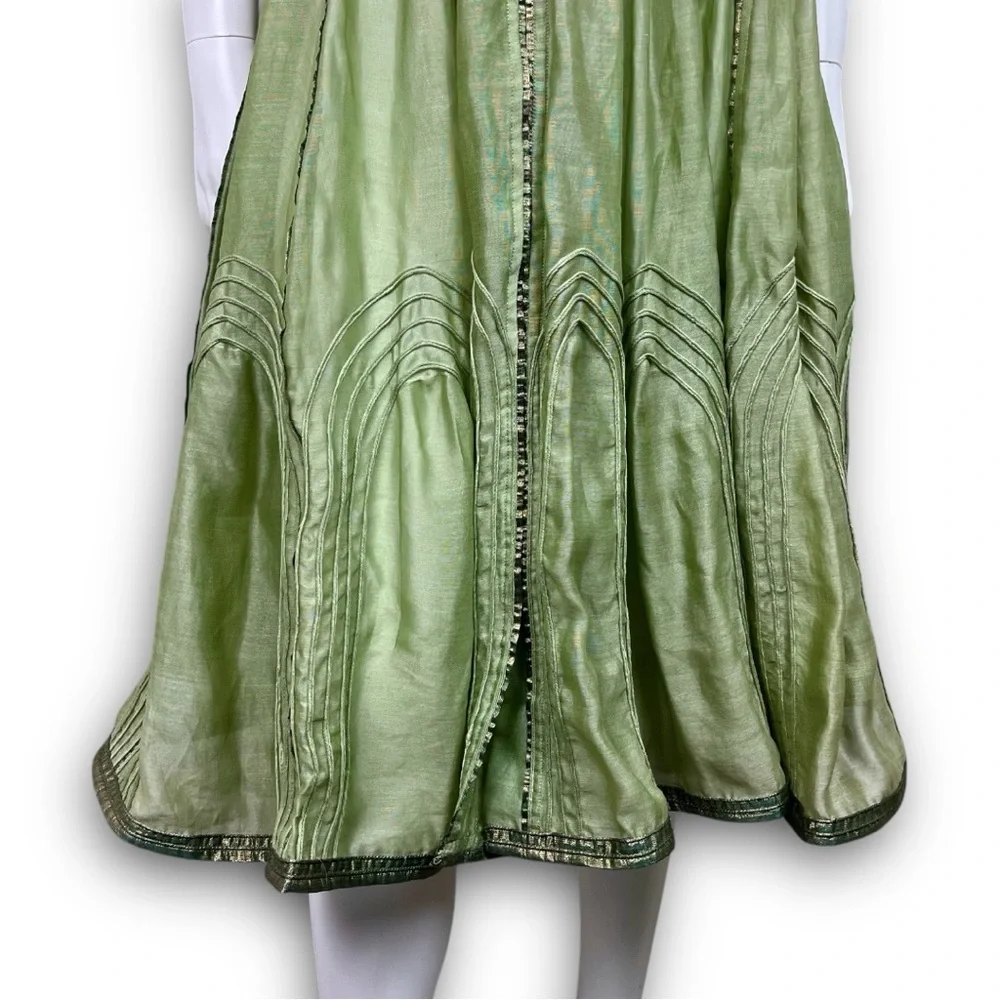 VIRTUES Vintage Empire Waist Metallic Fairy Grunge Circle Skirt Midi Dress Boho - Picture 7 of 15